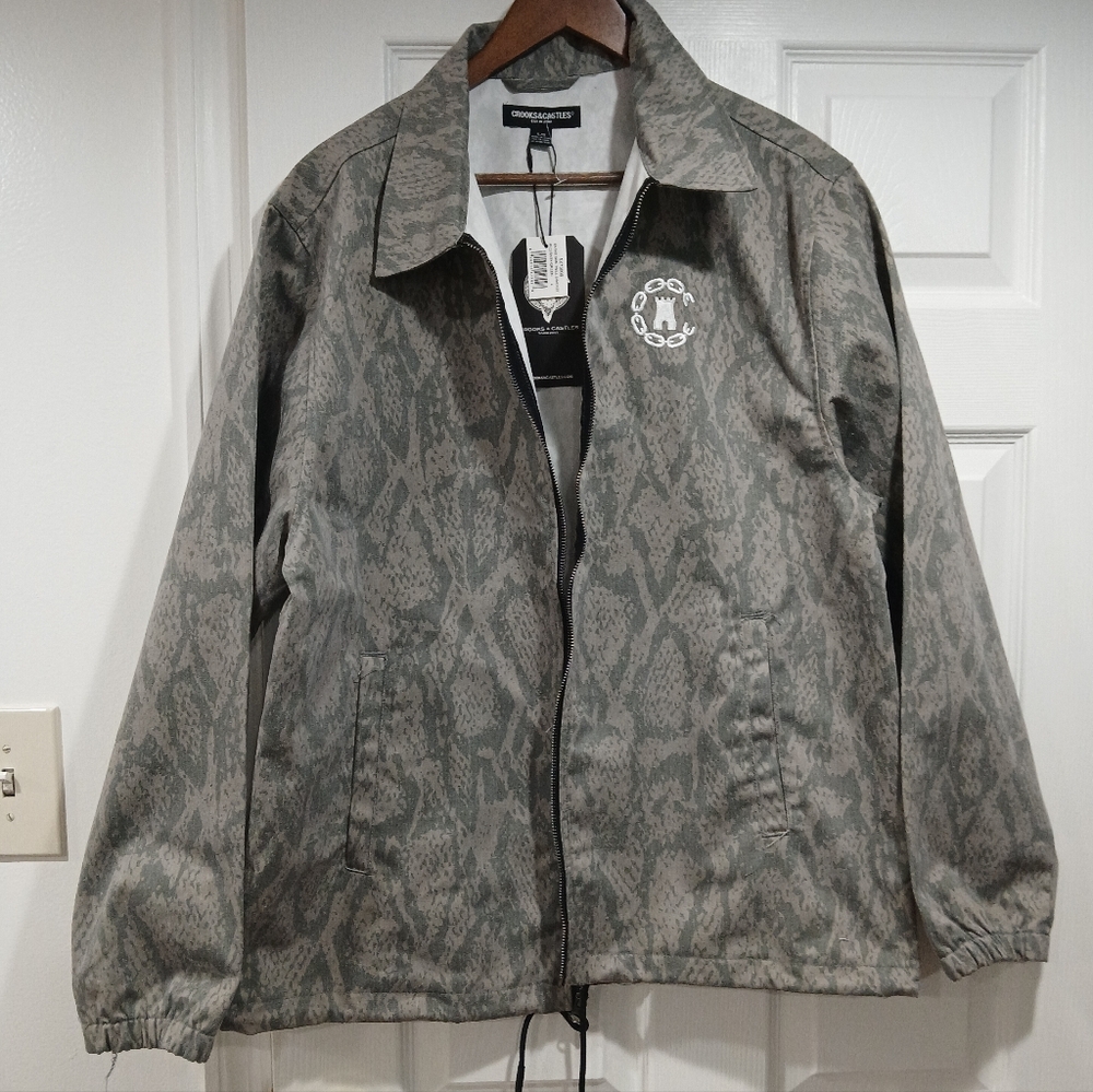 NWT Crooks & Castles Men’s Rain Style Trench Camo Coat Gray Streetwear